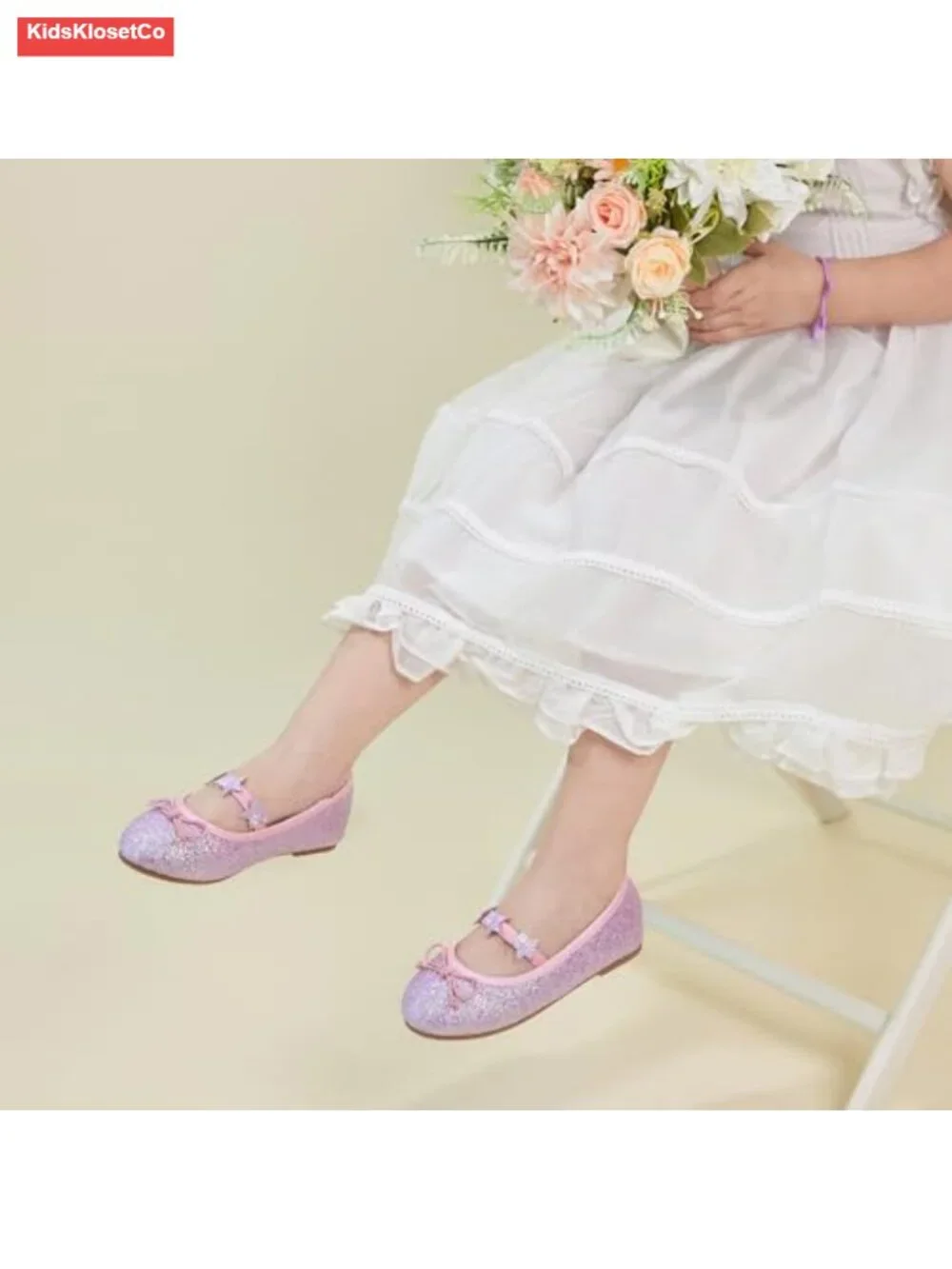 Toddler Girls Mary Jane Flats | Glitter, Soft Lining, Non-Slip Sole, School